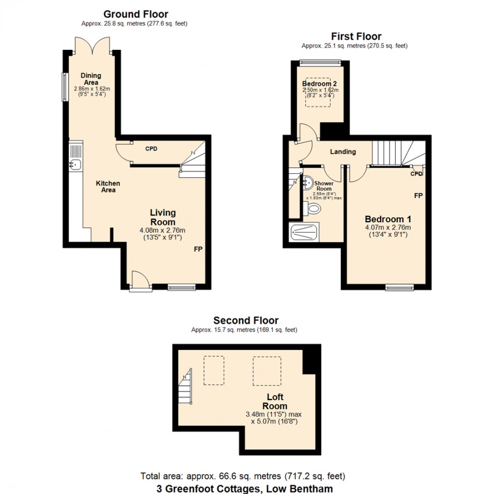 Floorplan for 3 Greenfoot Cottages, Low Bentham