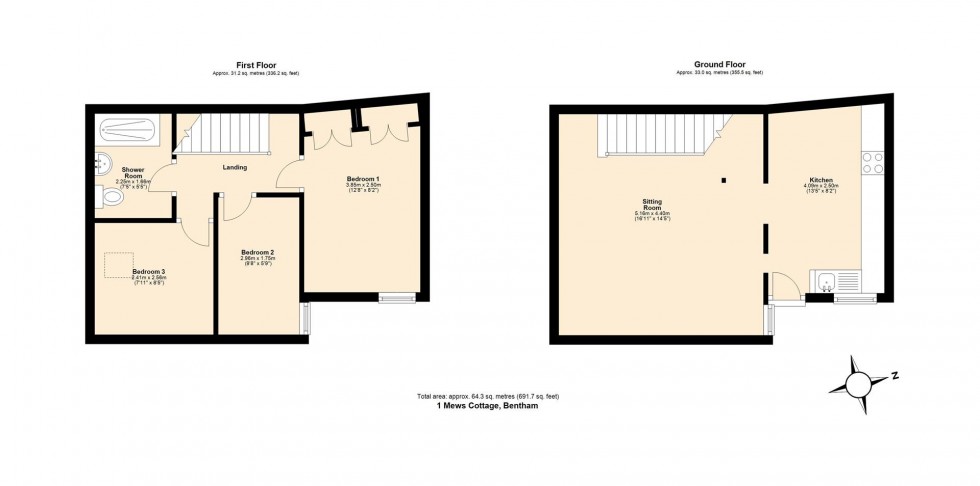 Floorplan for 1 Mews Cottage, Main Street, Bentham