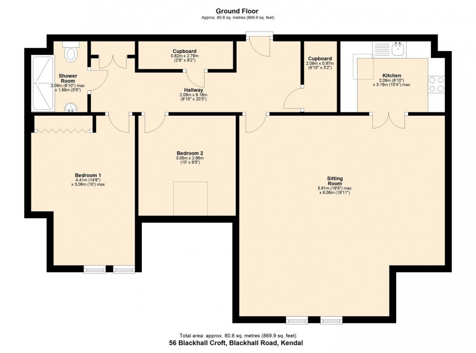 Floorplan for 56 Blackhall Croft, Blackhall Road, Kendal