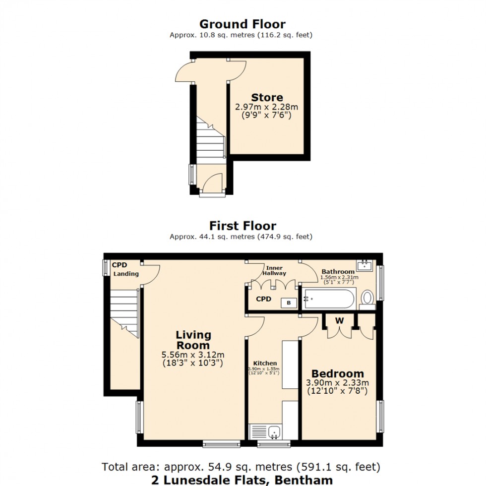 Floorplan for 2 Lunesdale Flats, Bentham