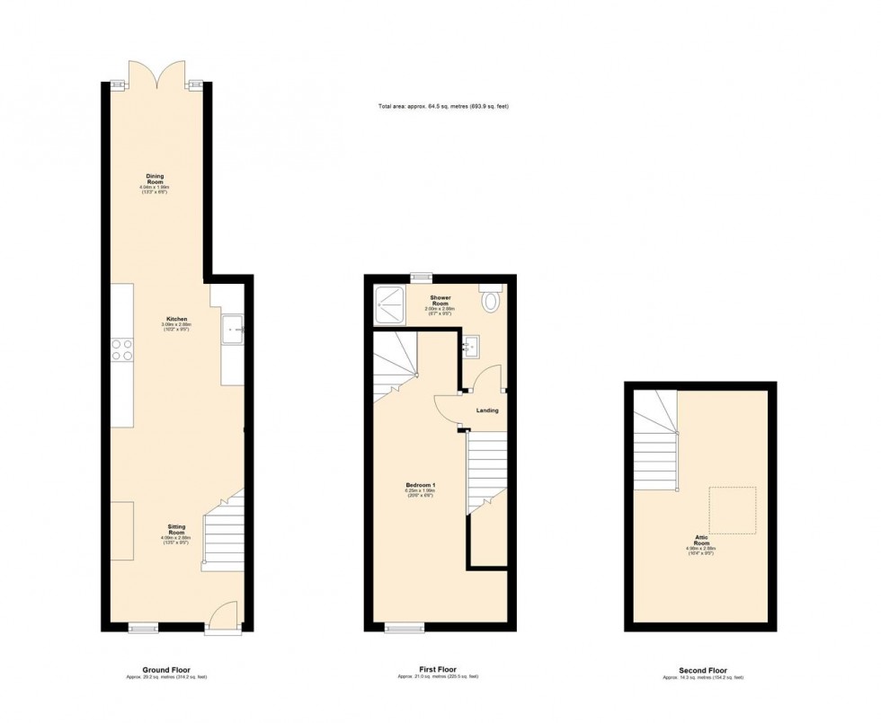 Floorplan for 1 Horse & Farrier Cottages, Main Street, Bentham