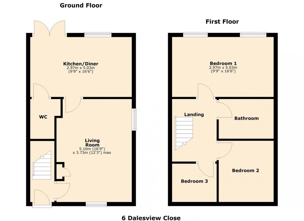 Floorplan for Dalesview Close, Clapham.