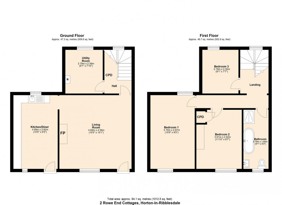 Floorplan for 2 Rowe End, Horton-In-Ribblesdale.