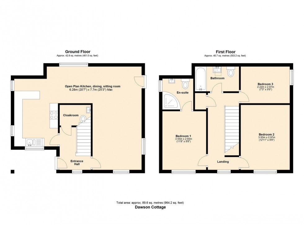 Floorplan for Dawson Cottage, Low Bentham