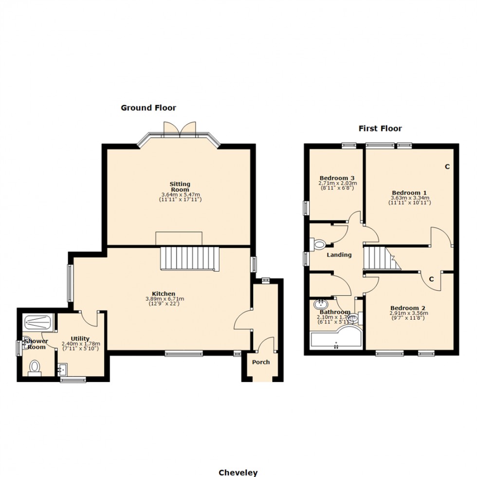 Floorplan for Cheveley, High Bentham