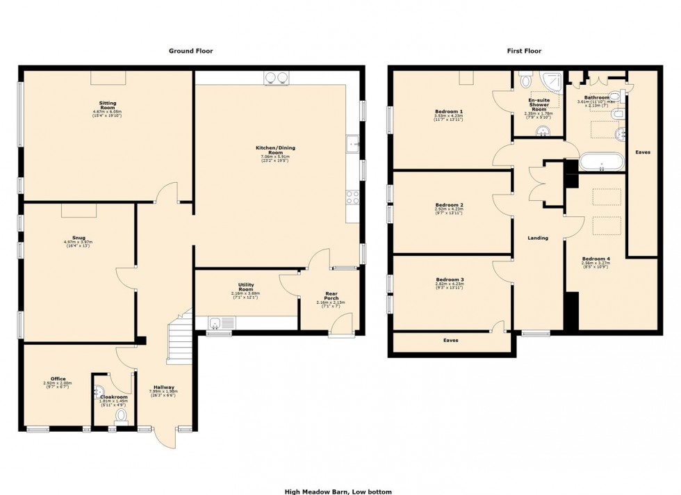 Floorplan for High Meadow Barn, Low Bentham