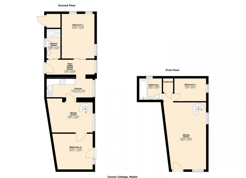 Floorplan for Corner Cottage, Muker, Richmond, North Yorkshire