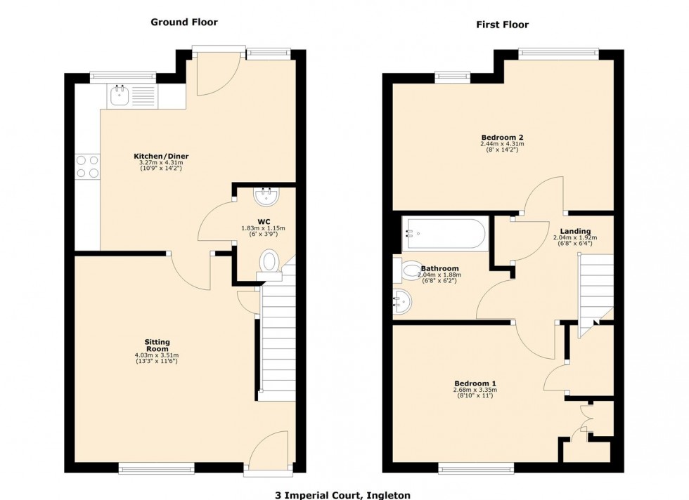 Floorplan for 3 Imperial Court, Ingleton