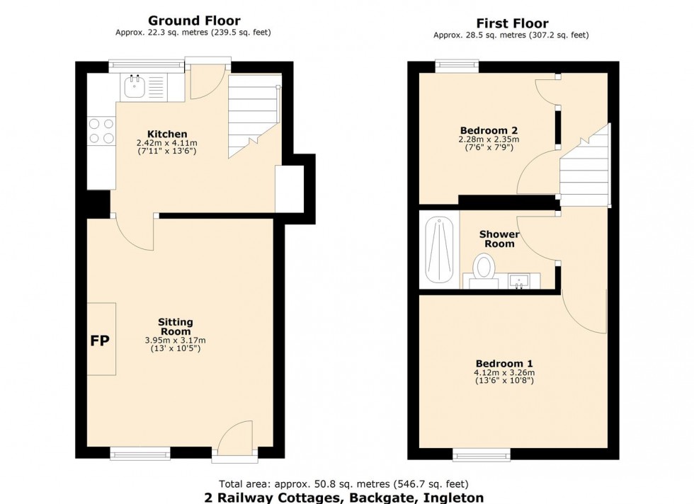 Floorplan for 2 Railway Cottages, Back Gate, Ingleton