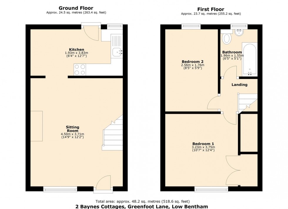 Floorplan for 2 Baynes Cottages, Low Bentham