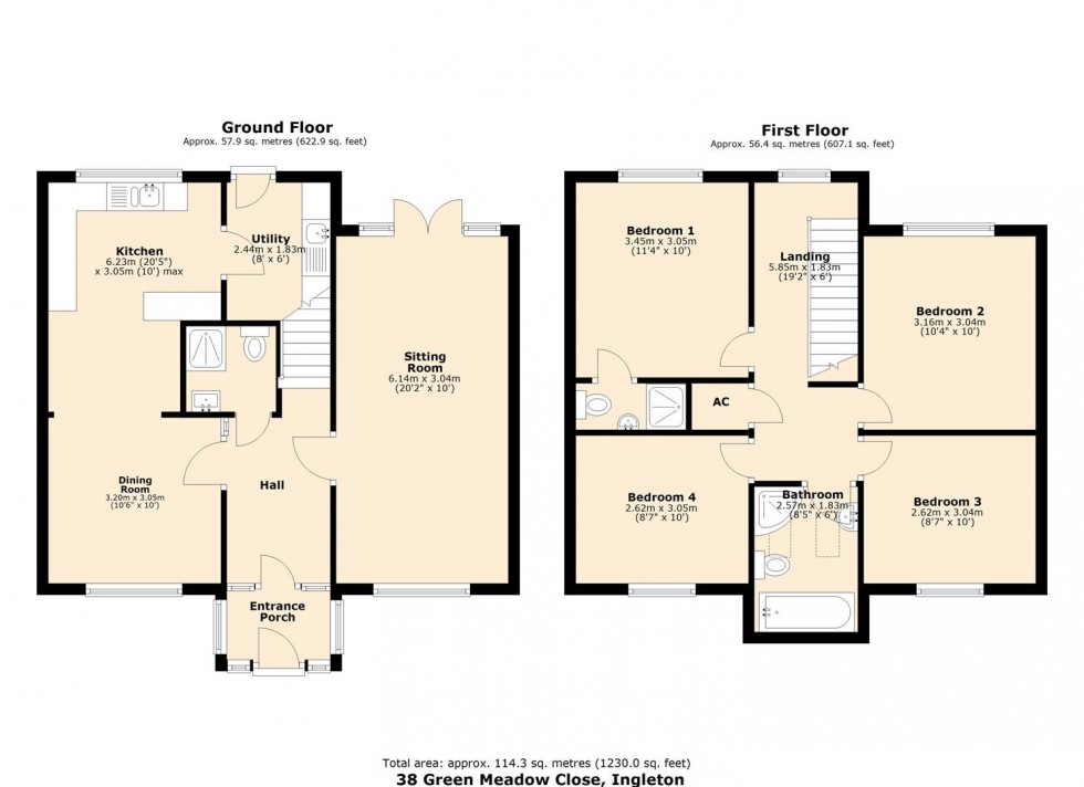 Floorplan for Green Meadow Close, Ingleton