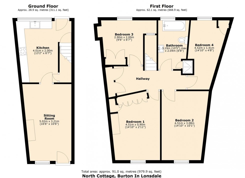 Floorplan for North Cottage, Burton In Lonsdale
