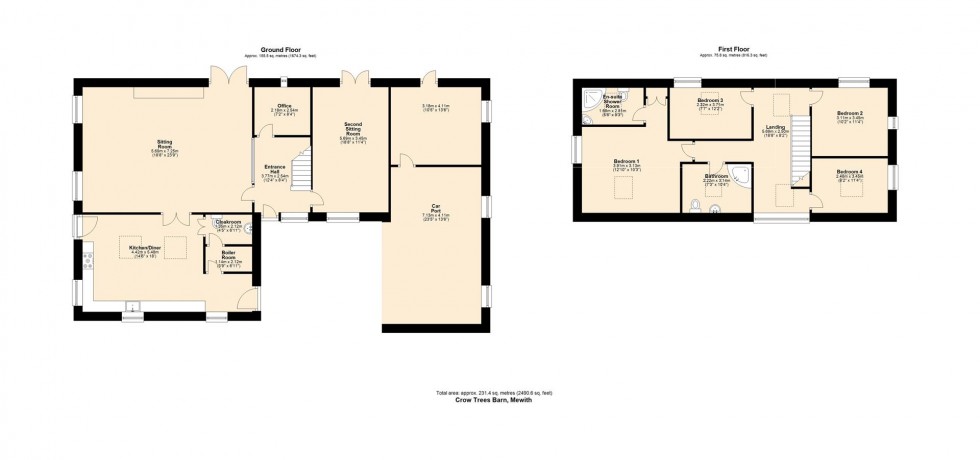 Floorplan for Crow Trees Barn, Mewith, Bentham