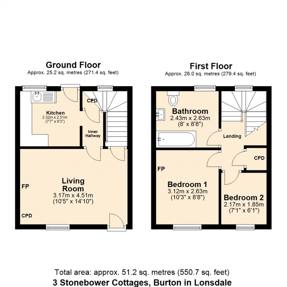 Floorplan for 3 Stonebower Cottages, Burton in Lonsdale