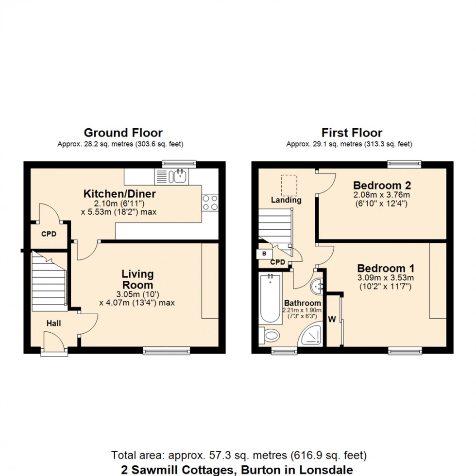 Floorplan for 2 Sawmill Cottages, Burton In Lonsdale