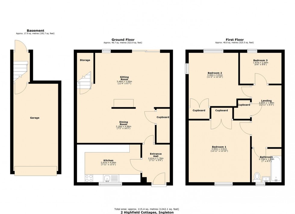 Floorplan for Highfield Cottages, Ingleton