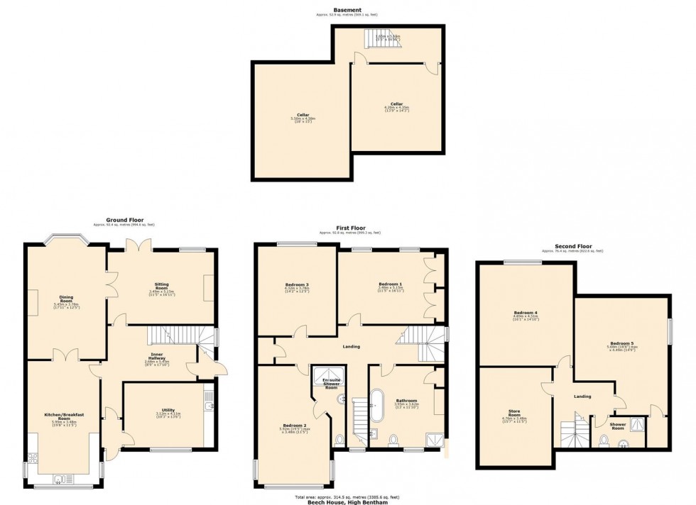 Floorplan for Beech House, Bentham