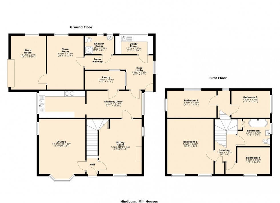 Floorplan for Hindburn Cottage, Millhouses, Tatham, LA2 8NF