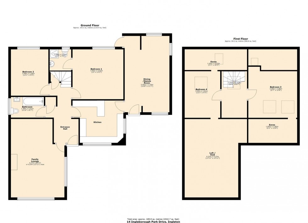 Floorplan for 14 Ingleborough Park Drive, Ingleton