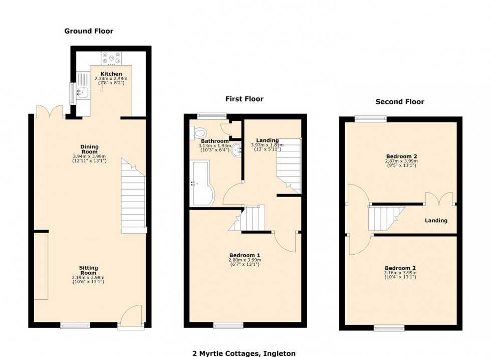 Floorplan for 2 Myrtle Cottages, Ingleton