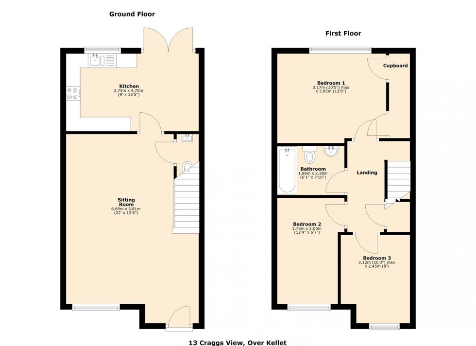 Floorplan for 13 Craggs View, Over Kellet