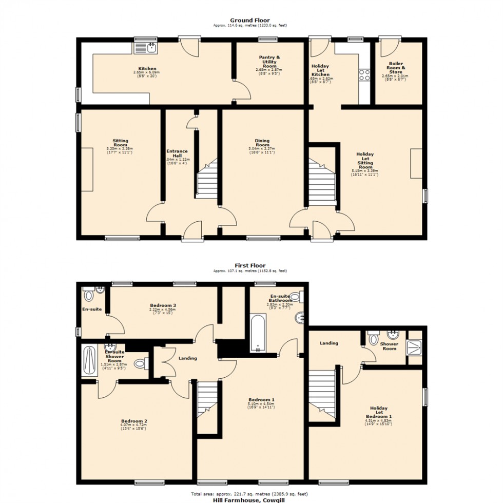 Floorplan for Hill Farm, Cowgill, Sedbergh