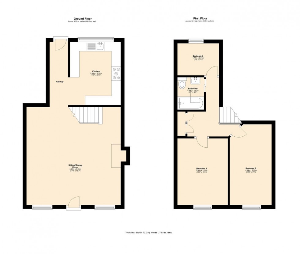 Floorplan for 2 Ashfield Cottages, Bentham