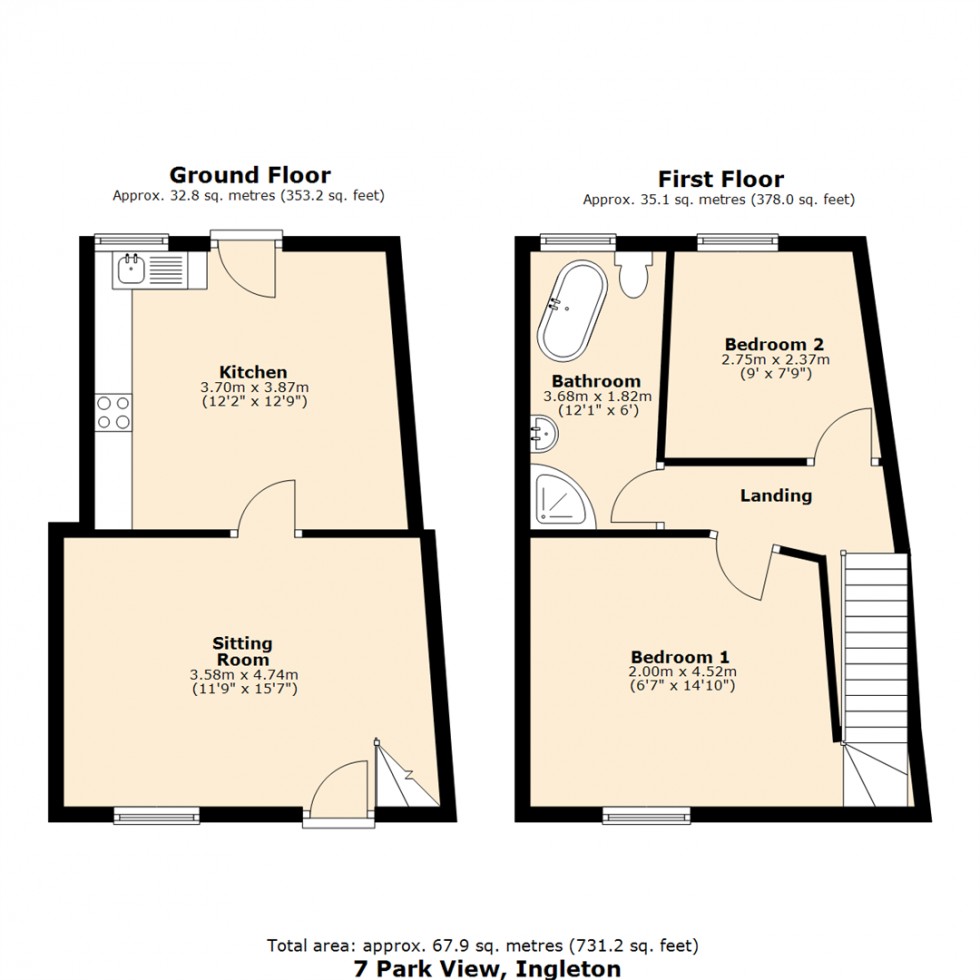 Floorplan for 7 Park View, Ingleton