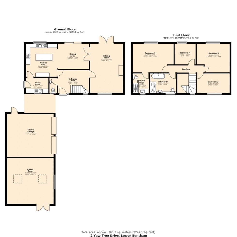 Floorplan for 2 Yew Tree Drive, Low Bentham