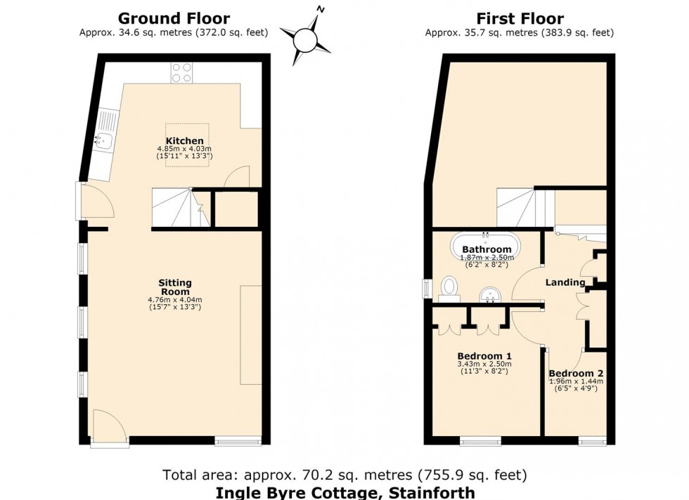 Floorplan for Ingle Byre Cottage, Stainforth